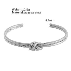 Bracelets | Carie Plaited & Twisted Knot Silver Tone Bangle – Womens Bracelets Bracelets