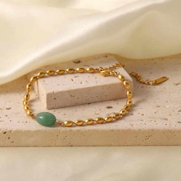 Bracelets | Jules Square Aventurine Plated Chain Bracelet – Womens Bracelets Bracelets