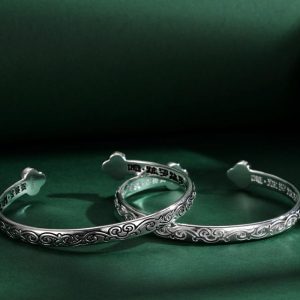 Bracelets | Susan Scalloped Engraved Silver Plated Bangle – Womens Bracelets Bracelets