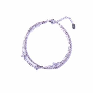 Bracelets | Ula Pearl & Stone Silver Layered Chain Bracelet – Womens Bracelets Bracelets