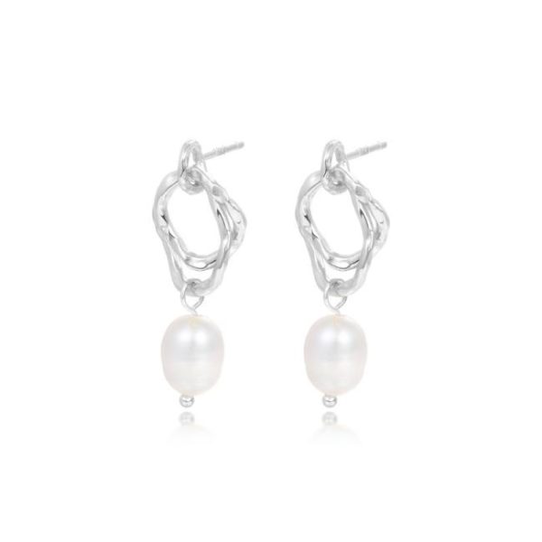 Earrings | Aadi Molten Forms Pearl Silver Drop Earrings – Womens Earrings Earrings