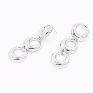 Earrings | Anatola Textured Double Disc Silver Drop Earrings – Womens Earrings Earrings