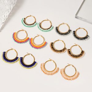 Earrings | Arcadia Semi Circle Beaded Hoop Earrings – Womens Earrings Earrings