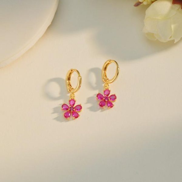 Earrings | Camellia Flower Mismatch Huggie Earrings Set – Womens Earrings Earrings