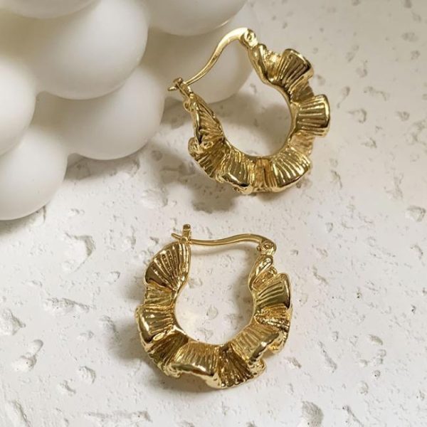 Earrings | Coralie Wavy Pleated Tone Hoop Earrings – Womens Earrings Earrings