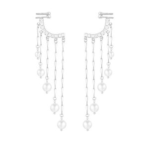 Earrings | Cordelia Bar & Pearl Drop Tassel Hoop Earrings – Womens Earrings Earrings