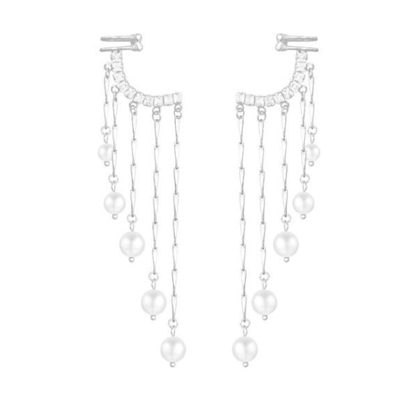 Earrings | Cordelia Bar & Pearl Drop Tassel Hoop Earrings – Womens Earrings Earrings