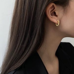 Earrings | Crinkle Textured Plated Hoop Earrings – Womens Earrings Earrings