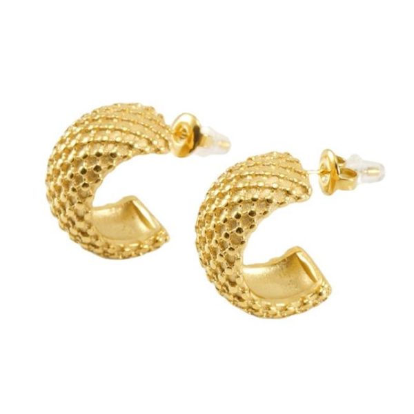 Earrings | Dahlia Textured Flat Tone Hoop Earrings – Womens Earrings Earrings