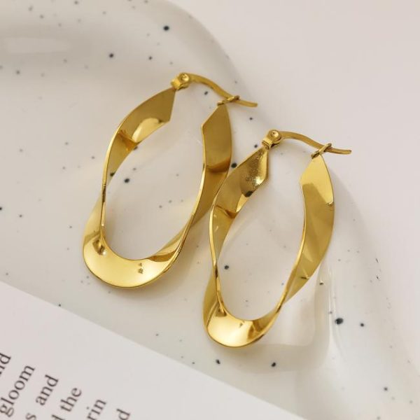 Earrings | Dalmara Hammered Oval Plated Hoop Earrings – Womens Earrings Earrings