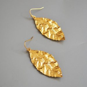 Earrings | Darla Etched Leaf Tone Hook Earrings – Womens Earrings Earrings