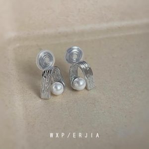 Earrings | Dovie Textured Loop & Pearl Stud Earrings – Womens Earrings Earrings