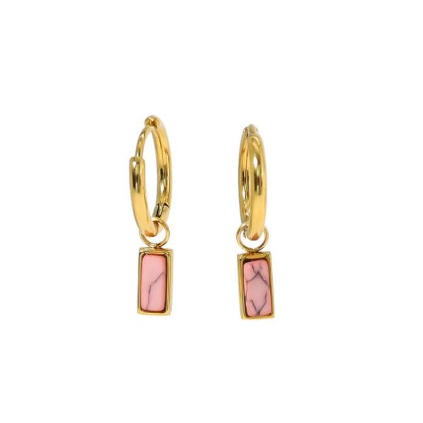 Earrings | Emma Chunky Hoop & Chalcedony Drop Plated Huggie Earrings – Womens Earrings Earrings