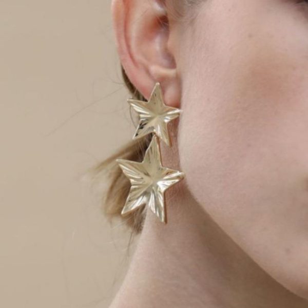 Earrings | Fay Machine Etched Star Plated Stud Earrings – Womens Earrings Earrings