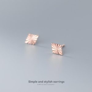 Earrings | Fia Etched Square Silver Stud Earrings – Womens Earrings Earrings