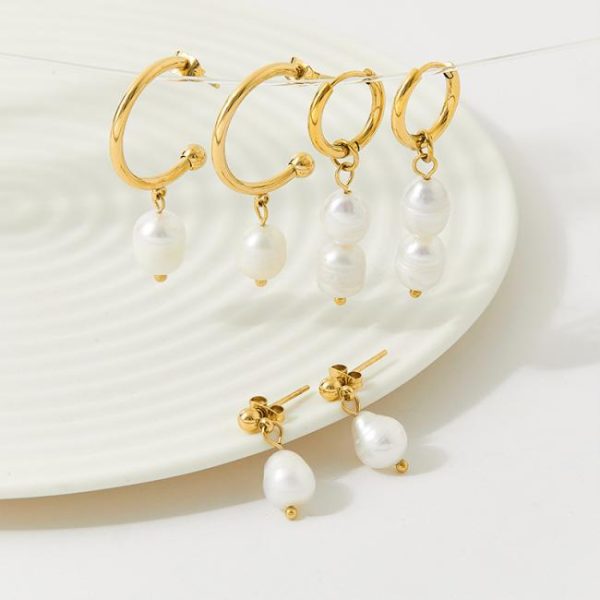 Earrings | Freshwater Pearl Plated Hoop Earrings – Womens Earrings Earrings