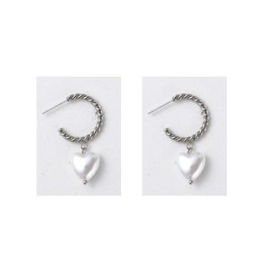 Earrings | Geneva Textured Hoop & Faux Pearl Drop Earrings – Womens Earrings Earrings