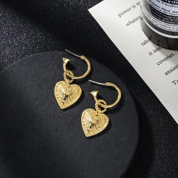 Earrings | Heart Plated Drop Earrings – Womens Earrings Earrings