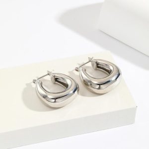 Earrings | Heather Chunky Silver Tone Hoop Earrings Set of Four – Womens Earrings Earrings