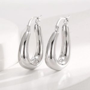 Earrings | Helga Bold Shape Silver Tone Hoop Earrings – Womens Earrings Earrings