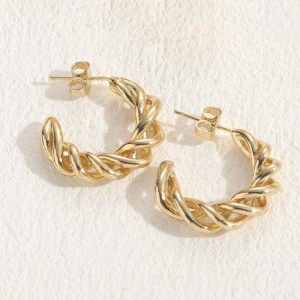 Earrings | Hoku Twisted Plated Hoop Earrings – Womens Earrings Earrings