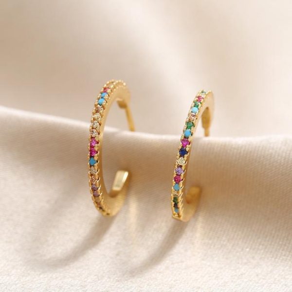 Earrings | Ilaria Coloured Stone Layered Tone Hoop Earrings – Womens Earrings Earrings