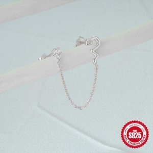 Earrings | Lark Stone & Chain Loop Back Silver Drop Earrings – Womens Earrings Earrings