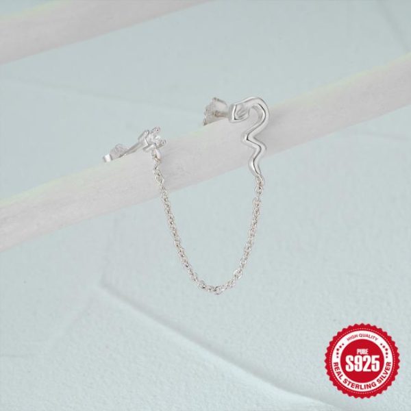 Earrings | Lark Stone & Chain Loop Back Silver Drop Earrings – Womens Earrings Earrings