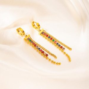 Earrings | Lottie Rainbow Stone Tone Chain Drop Earrings – Womens Earrings Earrings