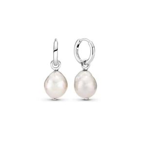 Earrings | Lucia Chunky Round Pearl & Silver Drop Hoop Earrings – Womens Earrings Earrings