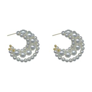 Earrings | Mabel Faux Pearl Double Row Hoop Earrings – Womens Earrings Earrings