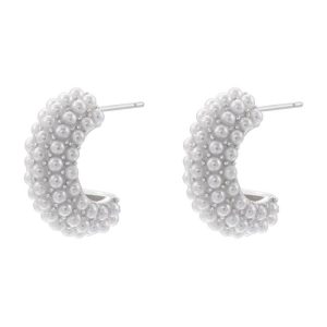 Earrings | Mayzee Pearl Cluster Chunky Hoop Earrings – Womens Earrings Earrings