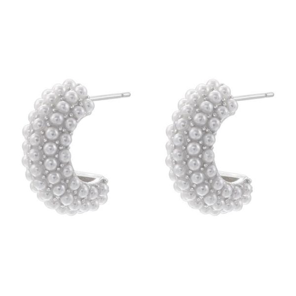 Earrings | Mayzee Pearl Cluster Chunky Hoop Earrings – Womens Earrings Earrings