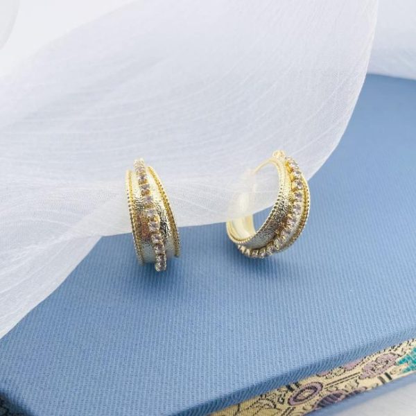 Earrings | Nahla Stone Textured Tone Hoop Earrings – Womens Earrings Earrings