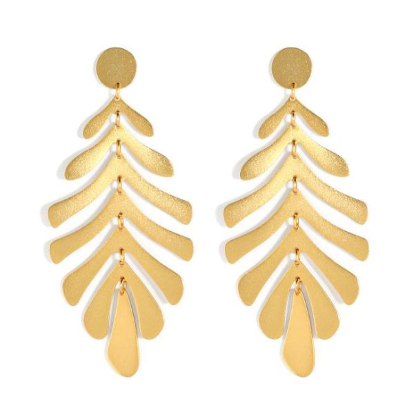 Earrings | Onda Textured Leaf Tone Drop Earrings – Womens Earrings Earrings