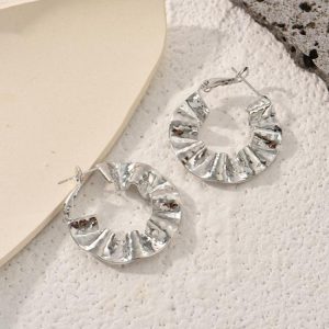 Earrings | Orin Wavy Hammered Silver Tone Hoop Earrings – Womens Earrings Earrings