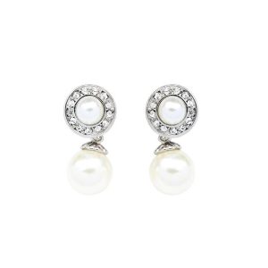 Earrings | Patsy Flower Disc & Freshwater Pearl Drop Silver Plated Drop Earrings – Womens Earrings Earrings