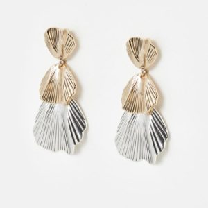 Earrings | Rhea Tiered Leaf Silver Tone Drop Earrings – Womens Earrings Earrings