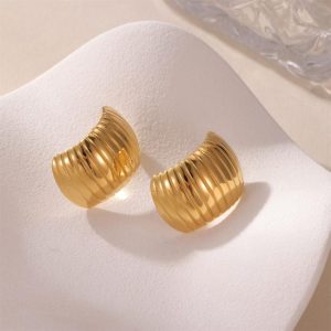 Earrings | Riley Curved Ribbed Tone Stud Earrings – Womens Earrings Earrings