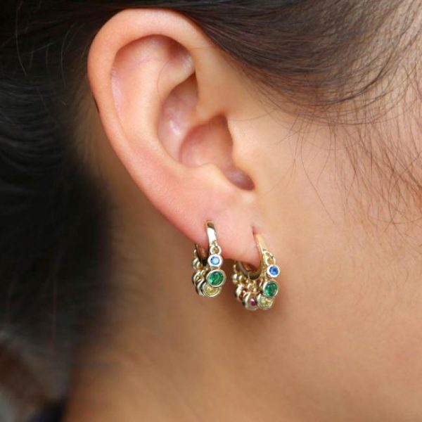 Earrings | Rosalie Beaded Flower Tone Huggie Earrings – Womens Earrings Earrings