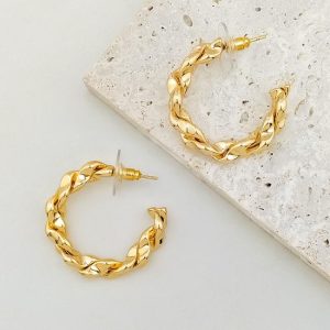 Earrings | Roselyn Plaited Textured Silver Tone Hoop Earrings – Womens Earrings Earrings