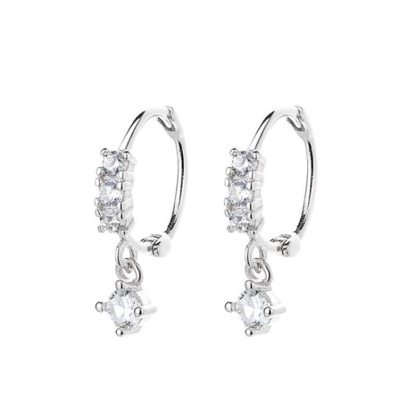 Earrings | Sara Opalite Charm Silver Hoop Drop Earrings – Womens Earrings Earrings