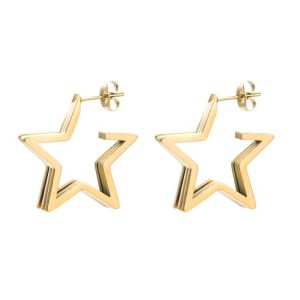 Earrings | Star Outline Silver Hoop Earrings Medium – Womens Earrings Earrings