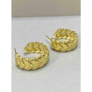 Earrings | Sylvia Plaited Texture Plated Hoop Earrings – Womens Earrings Earrings