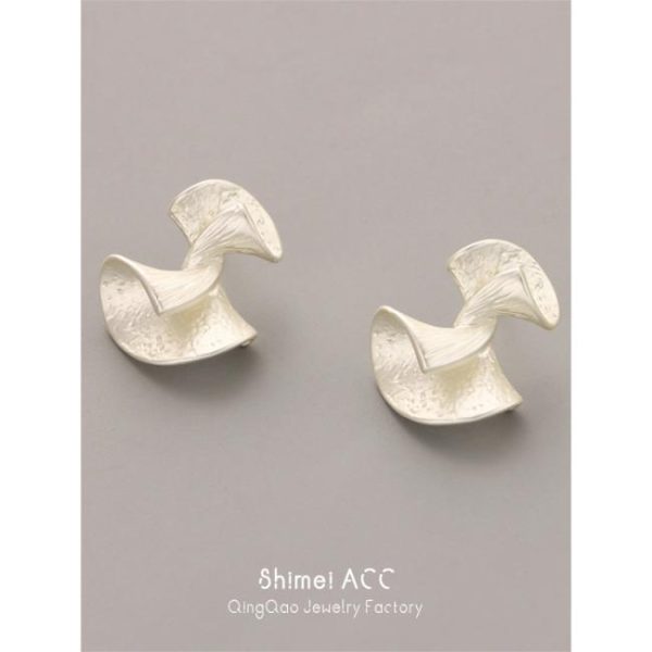 Earrings | Tami Mismatched Ribbon Twist Silver Tone Stud Earrings – Womens Earrings Earrings