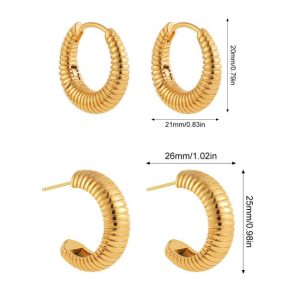 Earrings | Terri Ridged Loop Tone Hoop Earrings – Womens Earrings Earrings