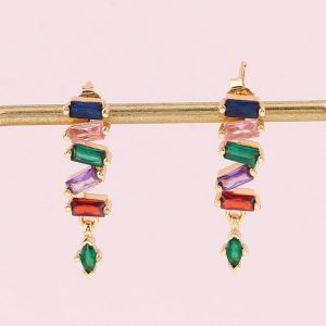 Earrings | Tilly Glass Baguette Stones Drop Earrings – Womens Earrings Earrings