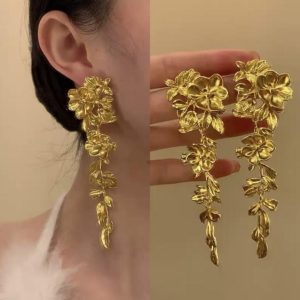 Earrings | Tone Flower Drop Earrings – Womens Earrings Earrings