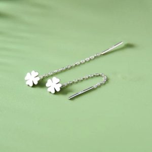 Earrings | Triple Star Silver Thread Through Chain Earrings – Womens Earrings Earrings