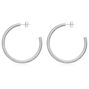 Earrings | Yanna Textured Matte Silver Tone Hoop Earrings Large – Womens Earrings Earrings